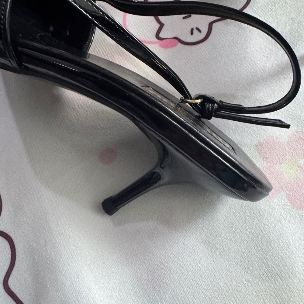 Miu Miu Black Patent Leather Pointed Toe Slingback Heels - Picture 9 of 9